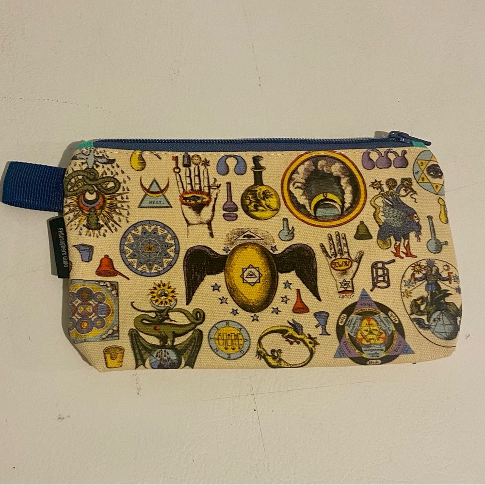 Pouch with Blue Zipper. Makeup bag or pencil holder.